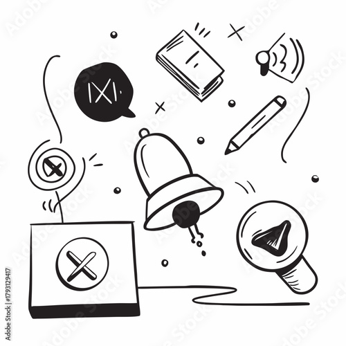 Doodle of Notification Icons and Symbols illustration