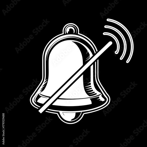 Mute Bell Icon With Sound Waves And Diagonal Line sound off