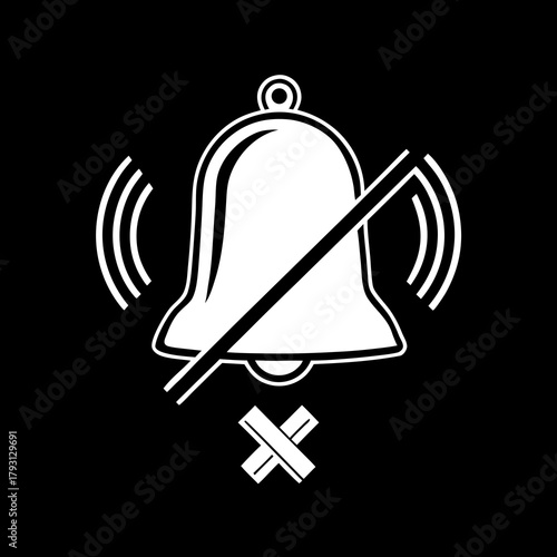Mute Bell Icon With Sound Waves And X Symbol sound off