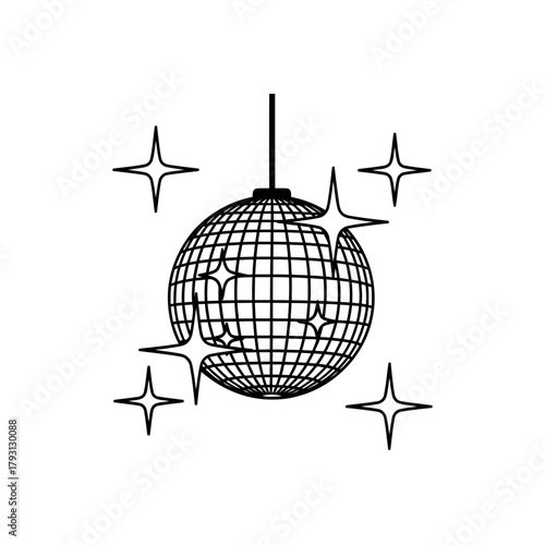 Disco ball with sparkling stars