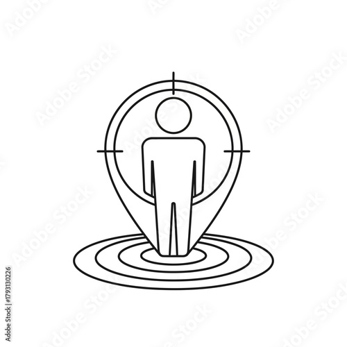 Targeted person icon with crosshairs and concentric circles, representing focus, goal, or objective