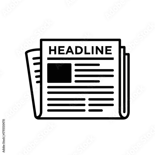 Newspaper with the headline headline and text, folded, representing news and information