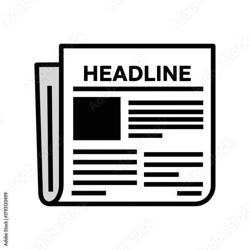 Newspaper headline with text and image