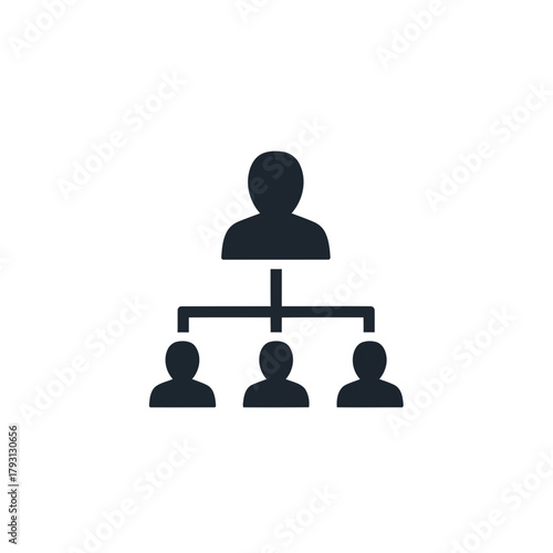 Organizational chart icon showing a hierarchy with a leader at the top and three subordinates below