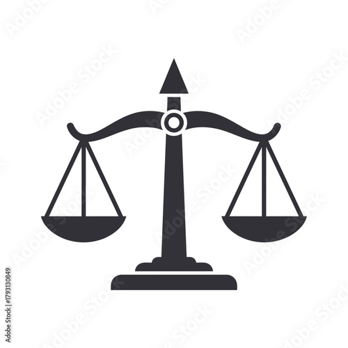 Black silhouette of a justice scale, representing law, balance, and judgment
