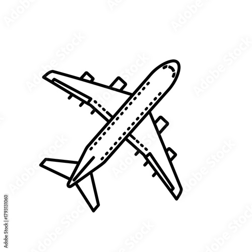 Simple black and white outline drawing of an airplane