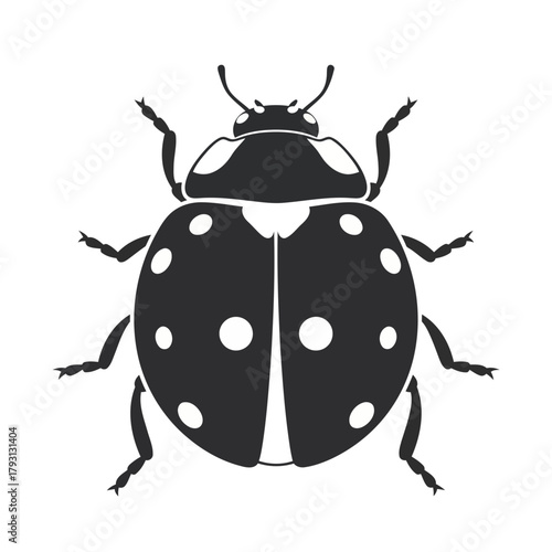 Black ladybug silhouette with white spots, a symbol of luck and nature