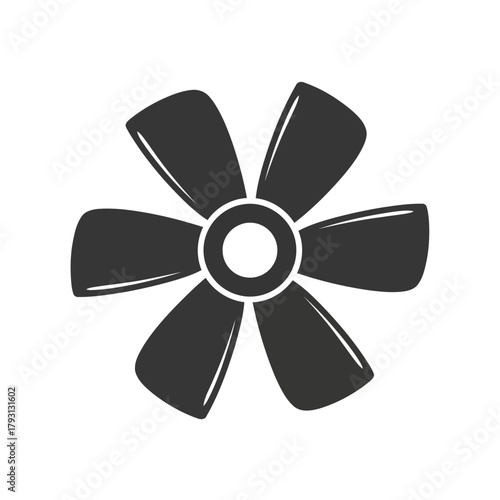 Black silhouette of a fan with six blades