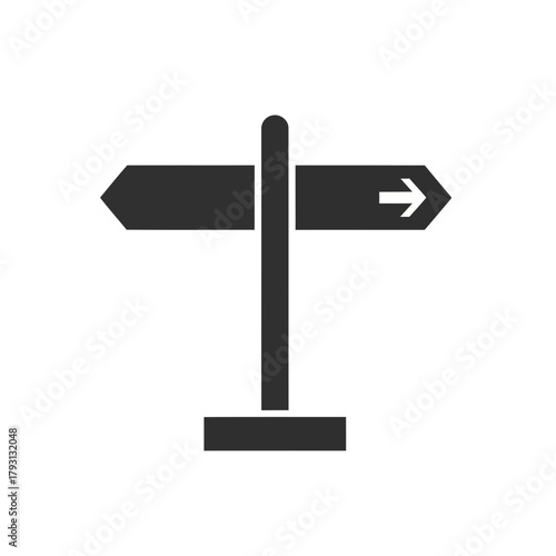 Signpost with two arrows pointing in opposite directions, indicating choice, direction, and decision