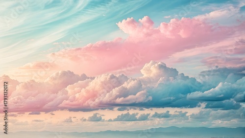 Dreamy Pastel Skies A Tranquil Cloudscape in Soft Hues