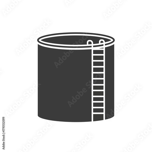 A dark grey icon of a cylindrical storage tank with a ladder on the side, representing industrial storage or infrastructure