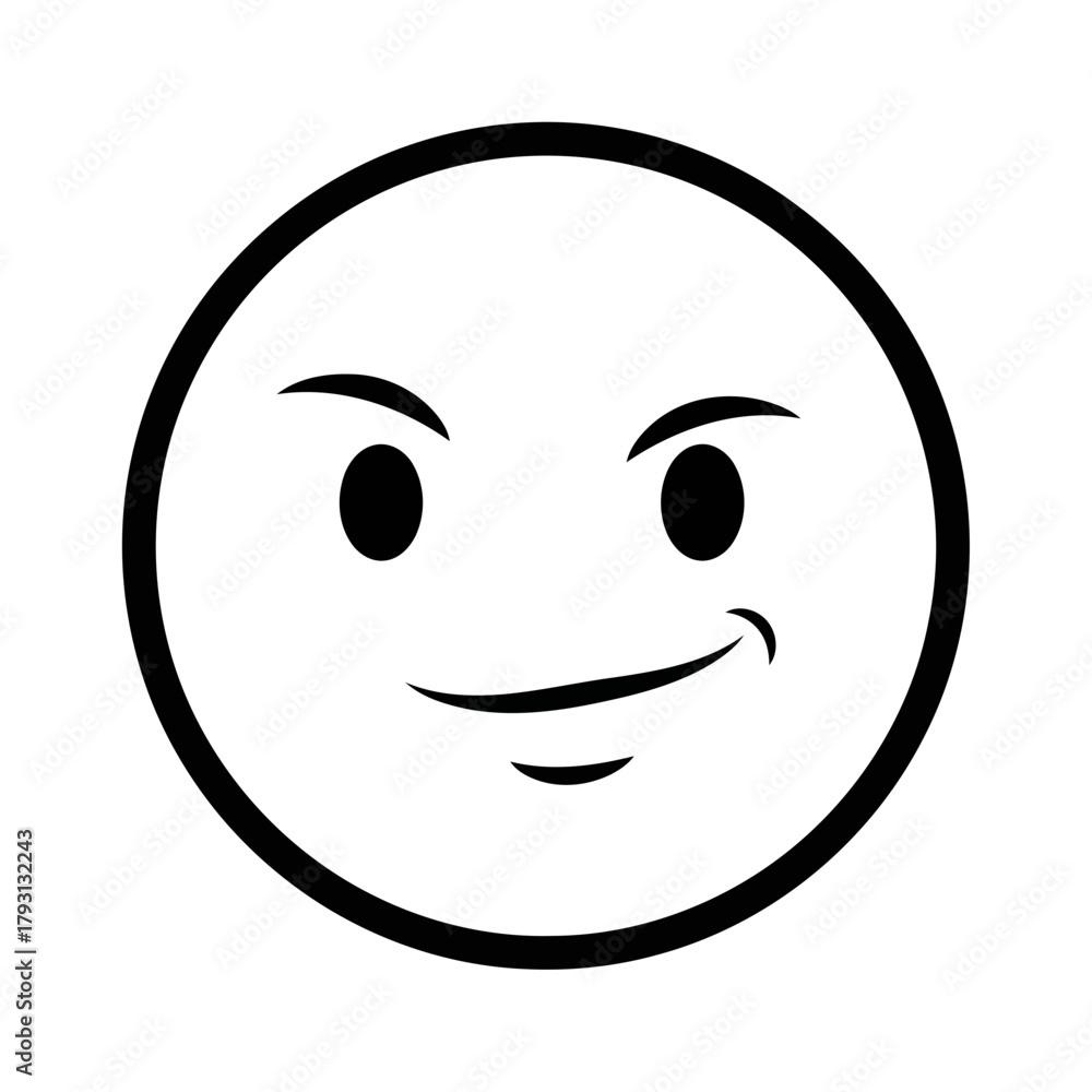 Fototapeta premium A black and white drawing of a smiley face with a mischievous expression