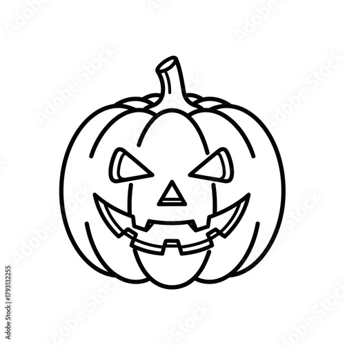 Jackolantern pumpkin with a carved scary face