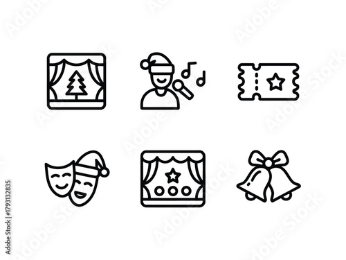 A collection of icons representing holiday entertainment and performances.