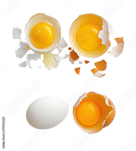 Two cracked eggs, yolks visible (1)