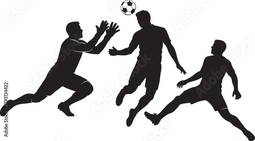 Soccer Goalkeeper Player Header Action Silhouette Vector