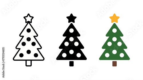 Christmas tree holiday decoration xmas winter celebration festive season ornament design star icon art