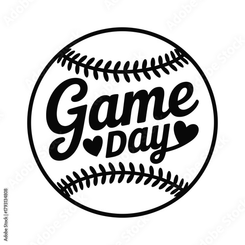 Game day baseball design with heart accents for sports fans and athletes excitement