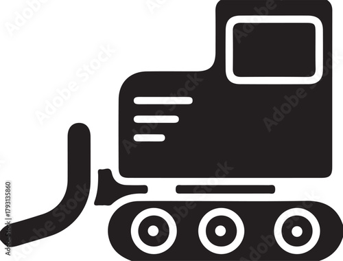 Simple silhouette icon of a bulldozer on tracks