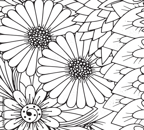 Simple flower coloring pages for adults and kids 