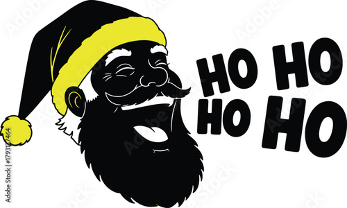 Santa Claus Laughing with Ho Ho Ho Greeting for Christmas Holiday