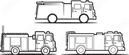 Collection of fire truck silhouettes for design