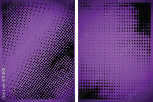 Abstract halftone Gradient Pattern Texture set, Black Dots with a striking contrast Background.