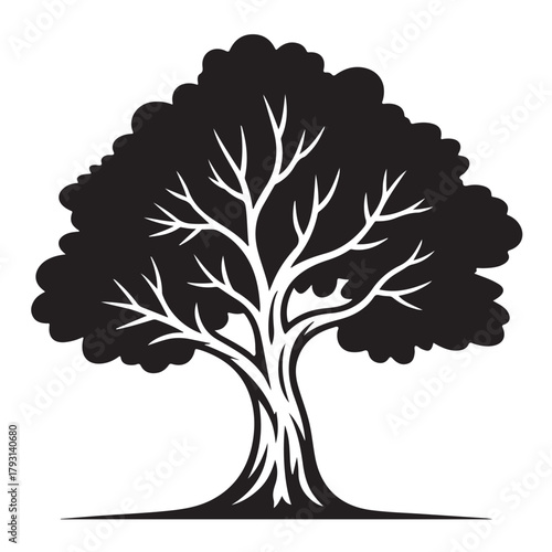 A silhouette of a tree with lush foliage symbol of nature and growth
