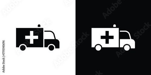 Ambulance icon vector graphics. filled vector sign, Symbol illustration.