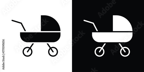 Baby carriage icon vector graphics. filled vector sign, Symbol illustration.