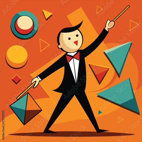 Man Conductor Cartoon Vector Illustration