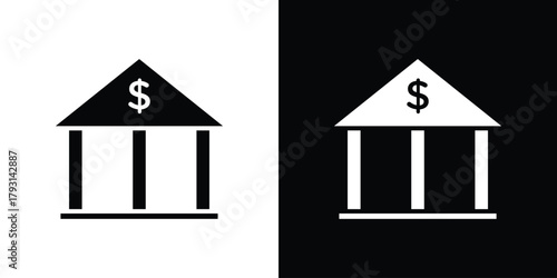 Bank icon vector graphics. filled vector sign, Symbol illustration.