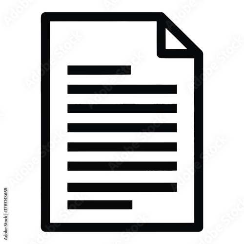 Simple outline of a white document with several horizontal lines