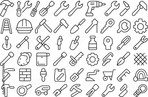 Set of construction tools icons