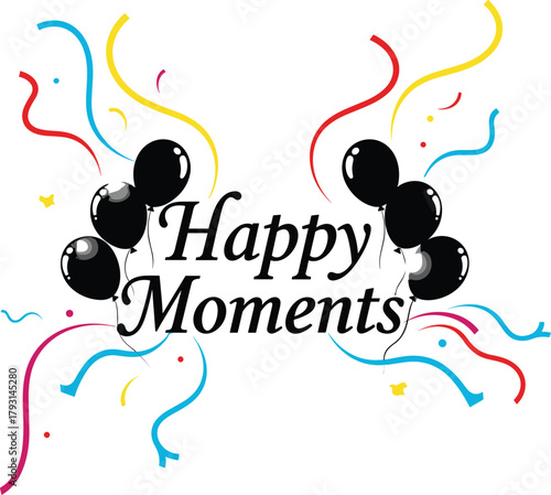 Celebratory balloons and confetti announce happy moments