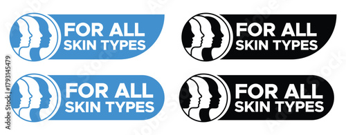 For All Skin Types Label Set – Cosmetic Badge Design for Skincare and Beauty Packaging