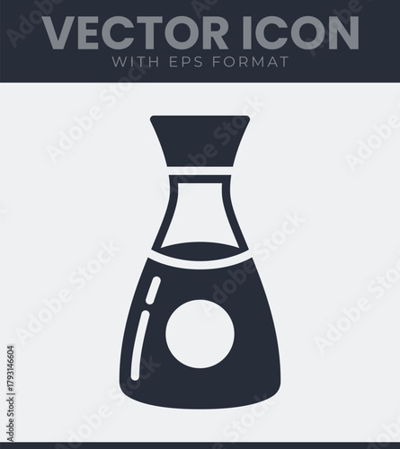 Soy sauce bottle vector icon, flat design condiment container for asian cuisine ingredients, food, dishes