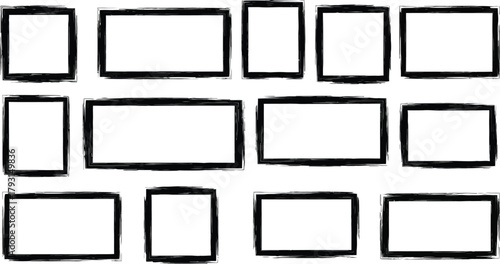 Set of hand drawn frames as rustic borders for design enhancement on transparent backdrop. Grunge frames collection to add an edgy, natural touch.