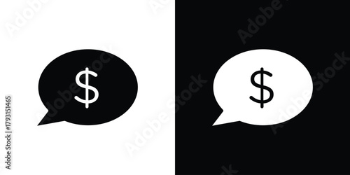 Comment dollar icon vector graphics. filled vector sign, Symbol illustration.