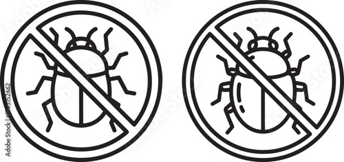 Two no bug insect pest control signs silhouette
