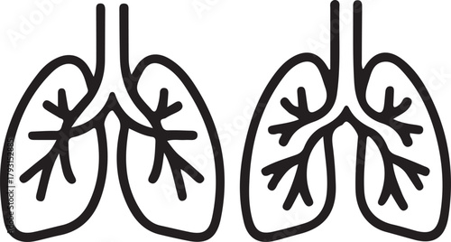 Human Lungs Organ Outline Icon Art & Illustration