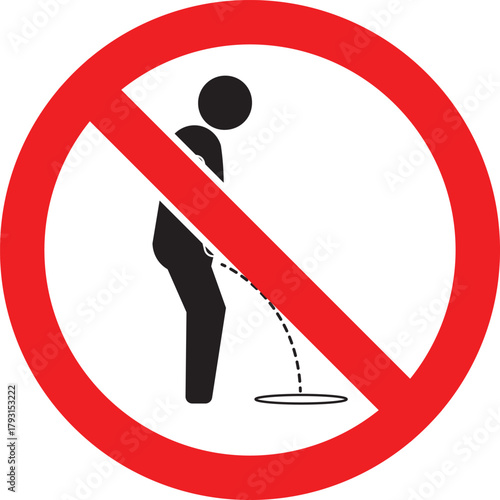 Clear prohibition sign indicating no public urination or inappropriate disposal of bodily fluids in designated areas or on property