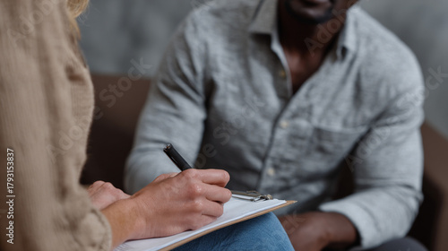 Psychologist and man patient.