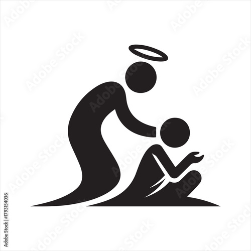 helping poor vector sketch art logo design collection. abstract icon set illustration.