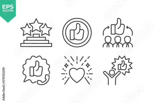 Set Of Feedback Line Icons. Set contains such icons as Feedback, Rating, Like, Dislike, Comment, and more.