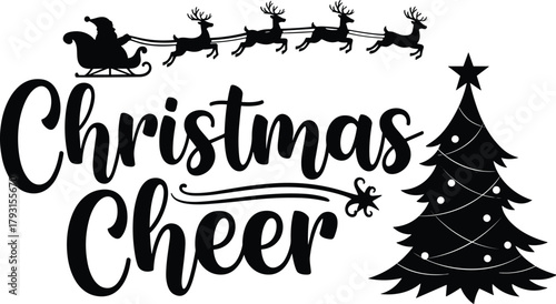 Festive christmas cheer with santa s sleigh and decorated tree