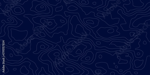 Abstract navy blue color topographic map lines background. Vector seamless background, subtle pattern. topographic map background concept.