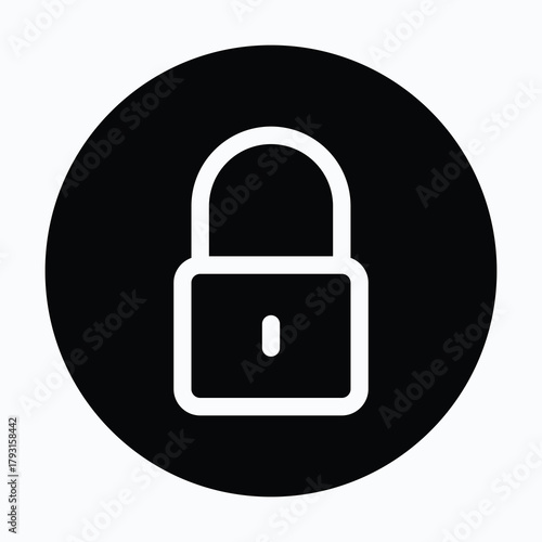 Lock Closed Security Padlock Symbol Isolated Circular Vector Icon.