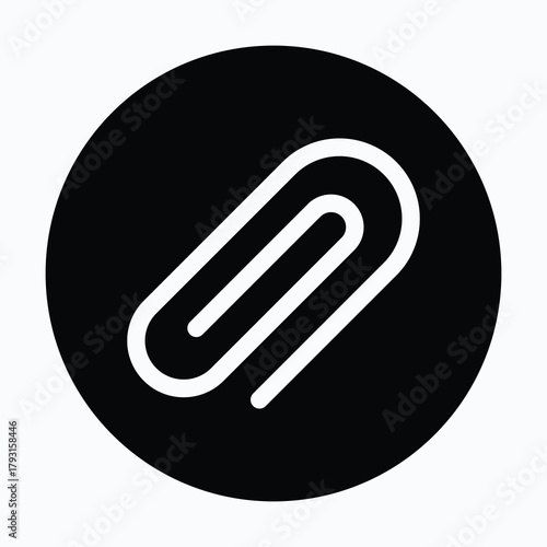 Paperclip Attachment Symbol Isolated Circular Vector Icon.