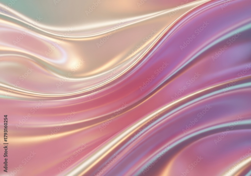 Fototapeta premium Abstract flowing iridescent liquid surface with soft light and shadow